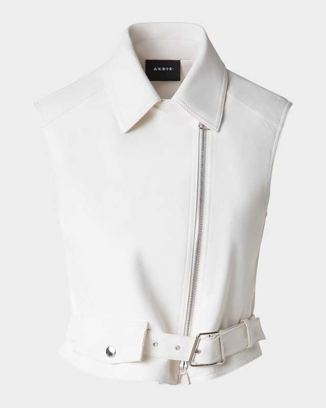 Alvy Nappa Leather Biker-Style Gilet